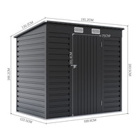 Dimension diagram of 6x4ft galvanized steel storage shed – accurate measurements for outdoor space planning