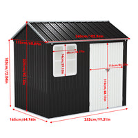 8x5ft outdoor metal storage shed with apex roof – full dimension diagram for installation and planning