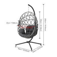 Black Rattan Patio Swing Chairs with Stand and Cushion