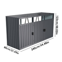 8x3ft metal garden bin storage shed size chart – large outdoor waste enclosure measurements