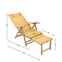Dimensions of natural bamboo foldable recliner lounge chair with footrest – detailed size guide