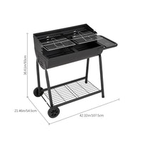 Dimensions of Black Charcoal Grill with Wheels and Side Table – Detailed Size Chart for Outdoor BBQ Grill