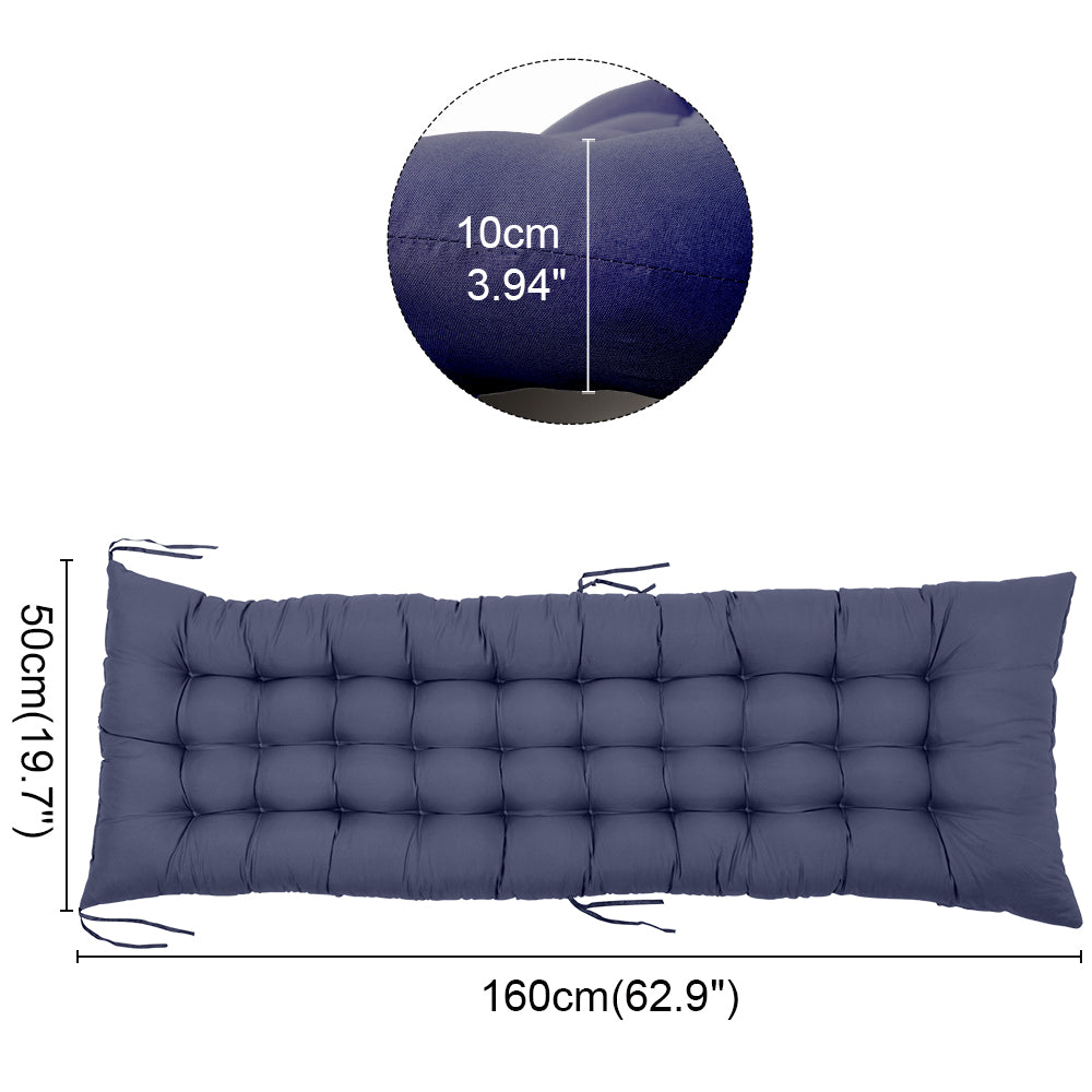 Dimensions of Outdoor Seat Cushion Thick Tufted Pad in Dark Blue - Ideal size for most garden patio chairs