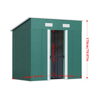 4x6ft Metal Garden Storage Shed with Pent Roof & Sliding Door