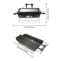 Dimensions of portable tabletop BBQ smoker grill with lid – compact size charcoal barbecue for small outdoor spaces