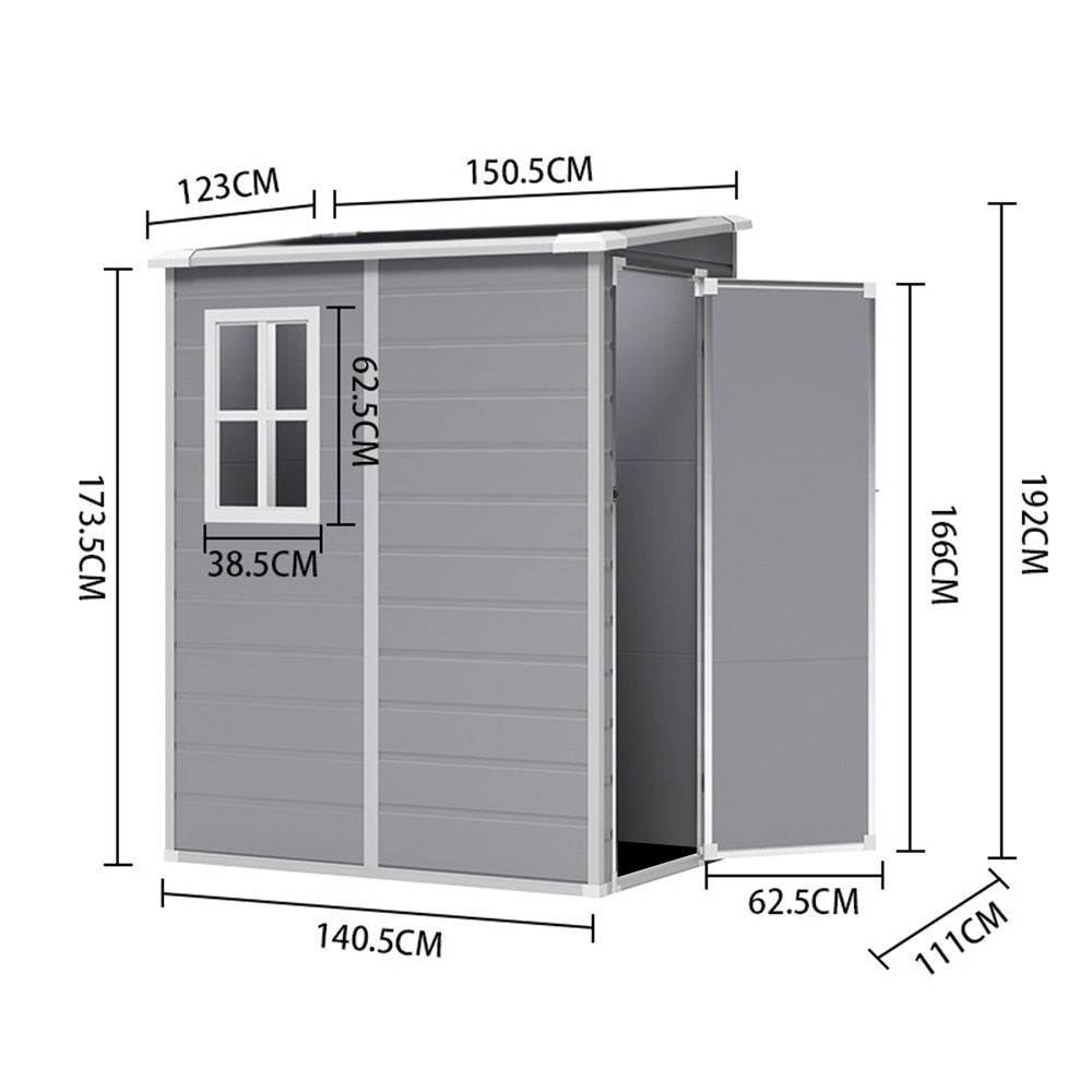 5x4ft plastic garden shed dimensions – full measurement guide for grey outdoor storage unit