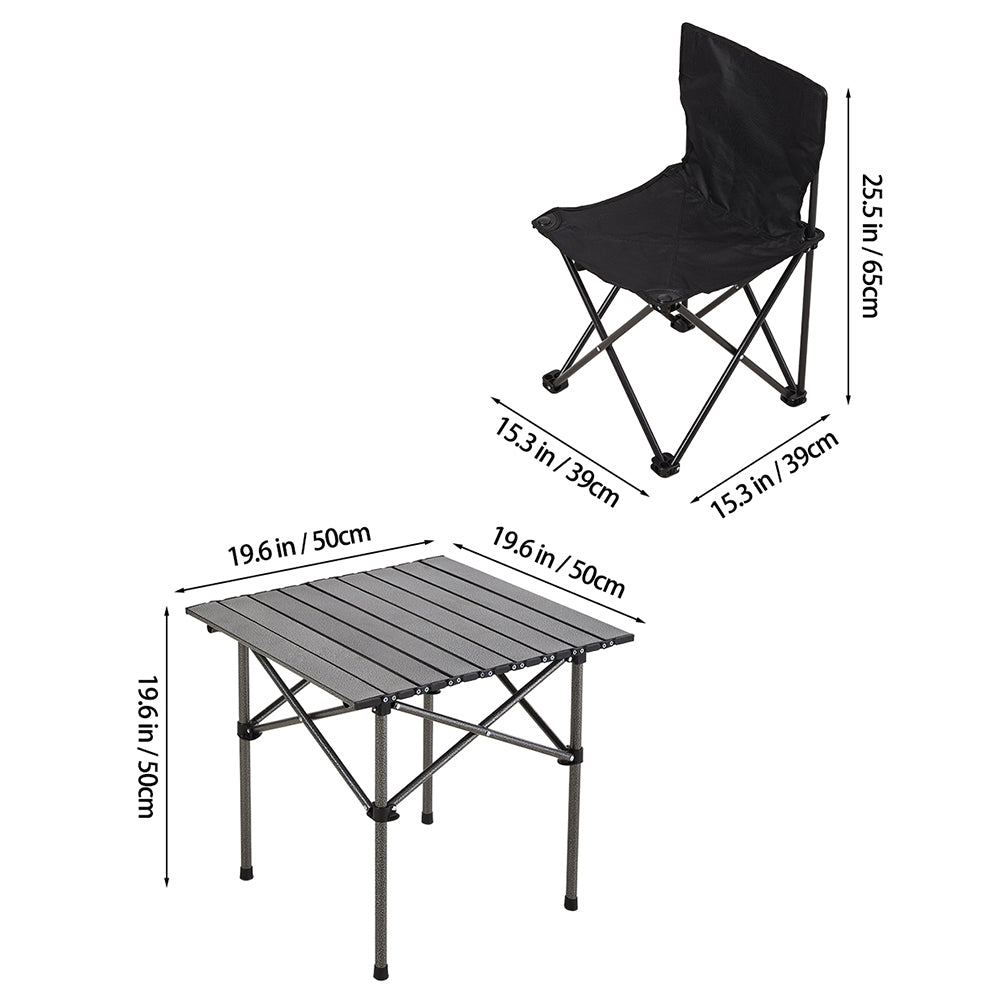 Dimensions of Portable Foldable Camping Table and Chair Set - Lightweight and compact for easy transport