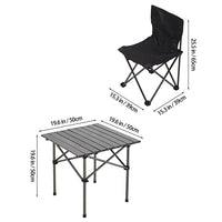 Dimensions of Portable Foldable Camping Table and Chair Set - Lightweight and compact for easy transport