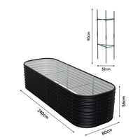 Dimensions of anthracite oval-shaped galvanized steel garden bed – full size specifications for outdoor use
