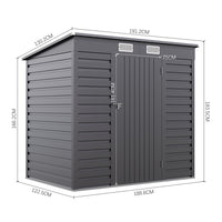 6x4ft Garden Galvanized Steel Storage Shed with Lockable Door