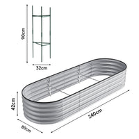 Dimensions of galvanized silver oval raised garden bed – full size specifications for outdoor gardening use