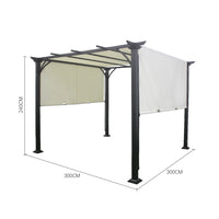 Detailed Dimensions of 9.8 ft Outdoor Patio Pergola with Retractable Canopy