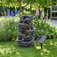 Solar-Powered Water Fountain Garden Outdoor Feature with LED Lights
