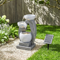 Solar-Powered Water Fountain Outdoor Garden Feature with LED Lights