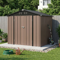 6x8FT Metal Garden Storage Shed with Lockable Double Doors