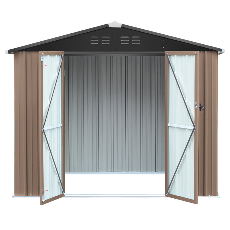 classic 7x4ft metal tool and bike storage shed – white background product image