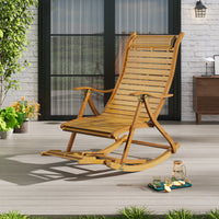 Natural bamboo garden rocking lounger recliner – foldable and ergonomic