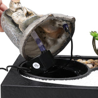 Tabletop Indoor Water Fountain with LED Light and Zen Garden