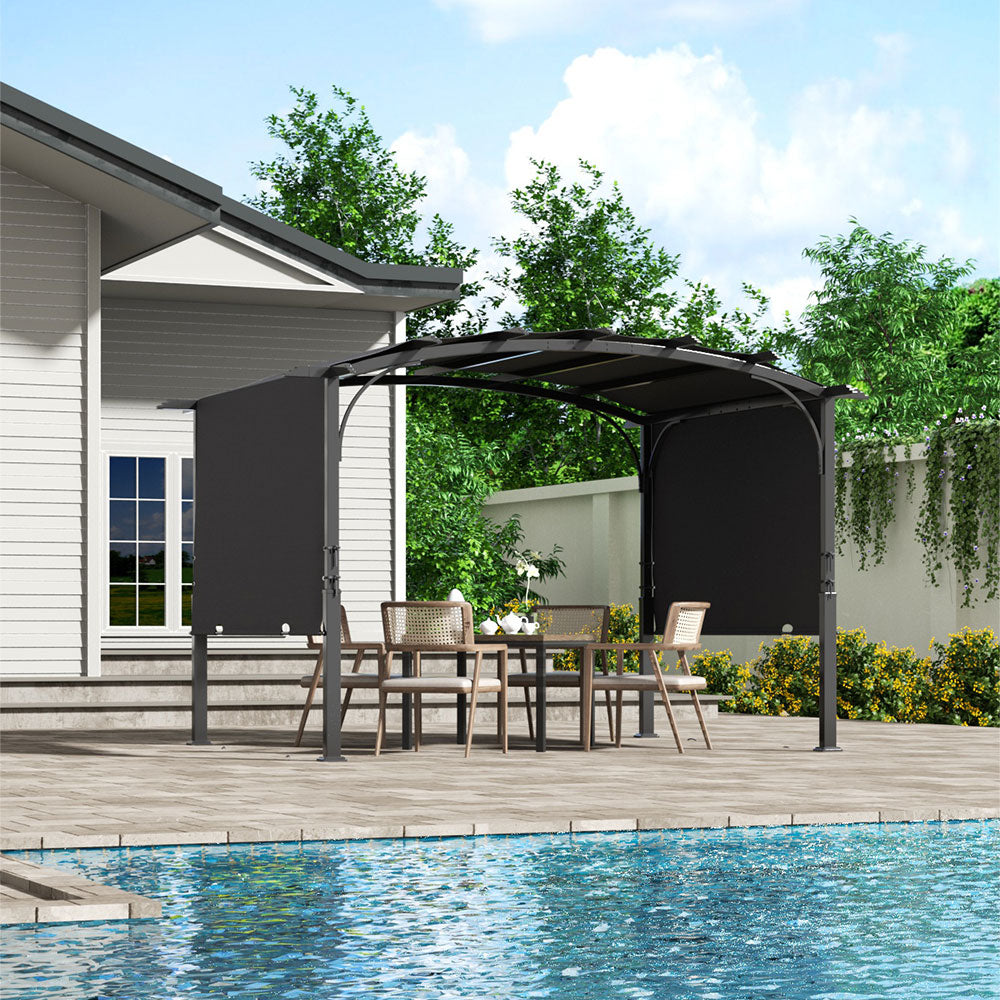 Modern Outdoor Garden Gazebo with Canopy – Dark Grey Freestanding Shade Structure