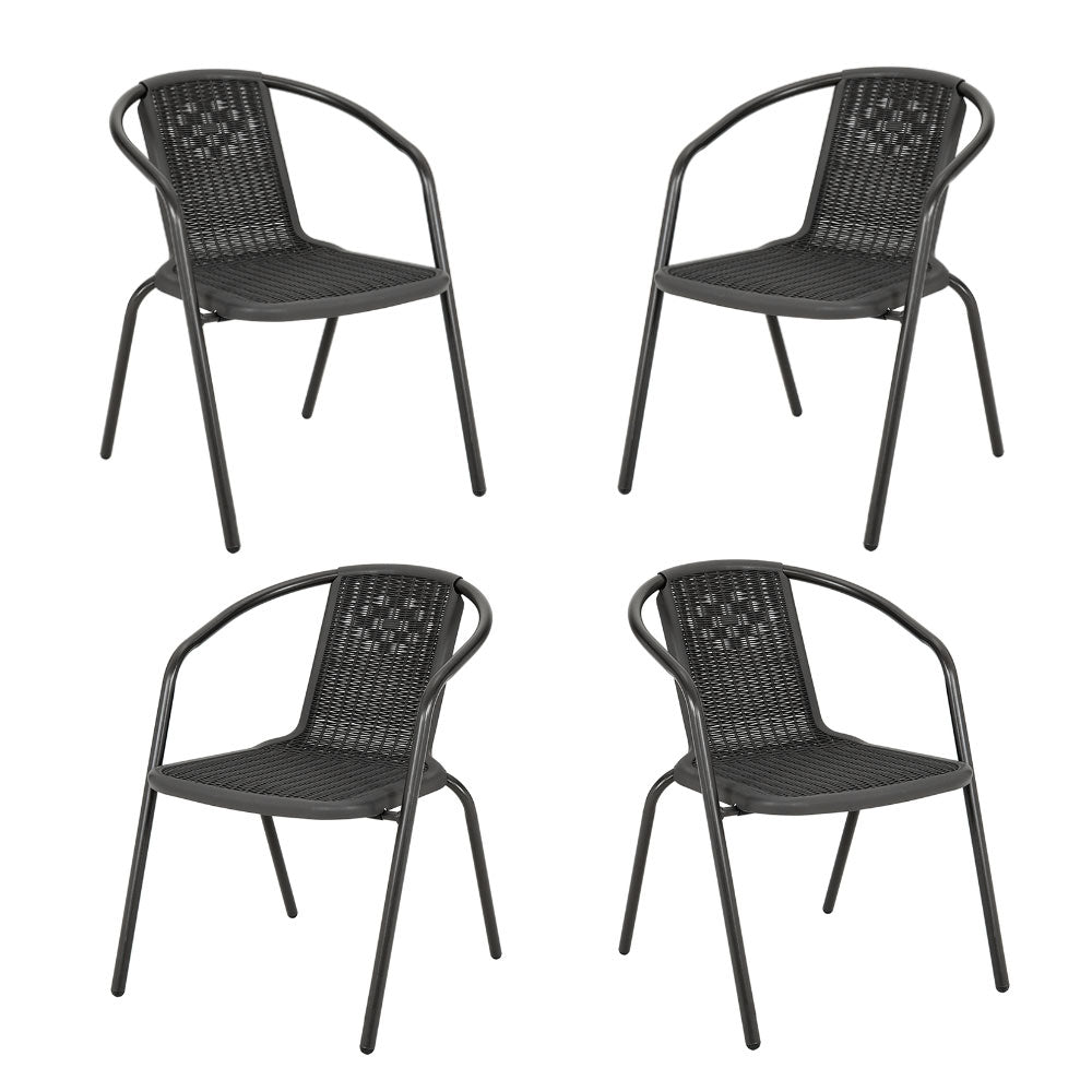 Patio Round Table With Umbrella Hole and Garden Chairs Set