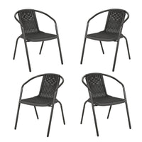 Patio Round Table With Umbrella Hole and Garden Chairs Set
