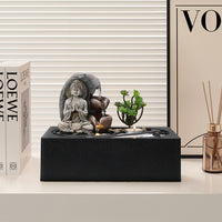 Tabletop Indoor Water Fountain with LED Light and Zen Garden