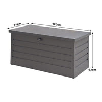 Dimensions of 350L Grey Lockable Metal Storage Box – Weather-Resistant Garden Chest Size Guide