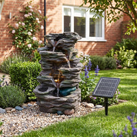 Solar-Powered Water Fountain Garden Outdoor Feature with LED Lights