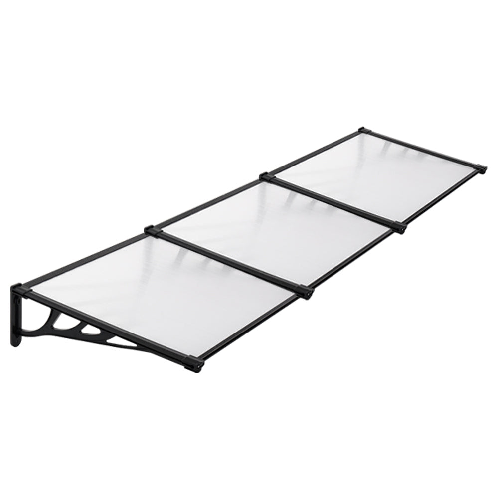 270cm Black Aluminum Frame Door Canopy with Transparent Cover - Product Photo
