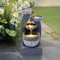 4 Tier Rockery Solar Powered Outdoor Water Fountain with LED Lights