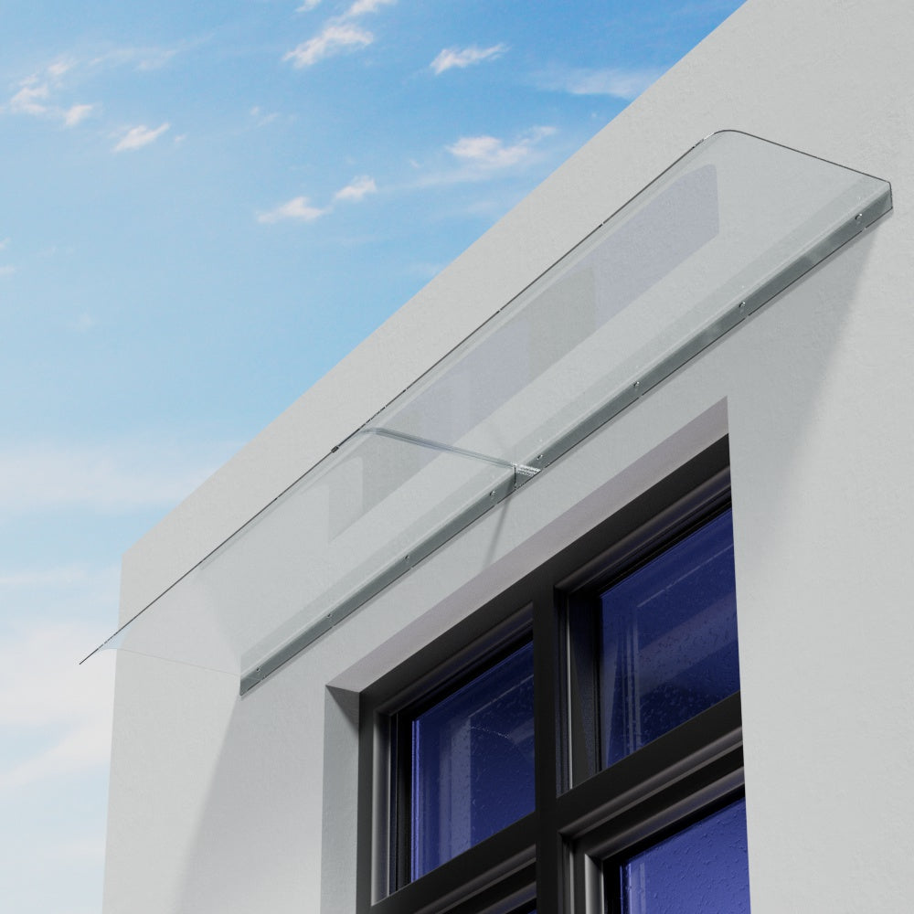 200cm Arc Transparent Window Door Awning Canopy – Large Outdoor Weather Protection for Patio or Door