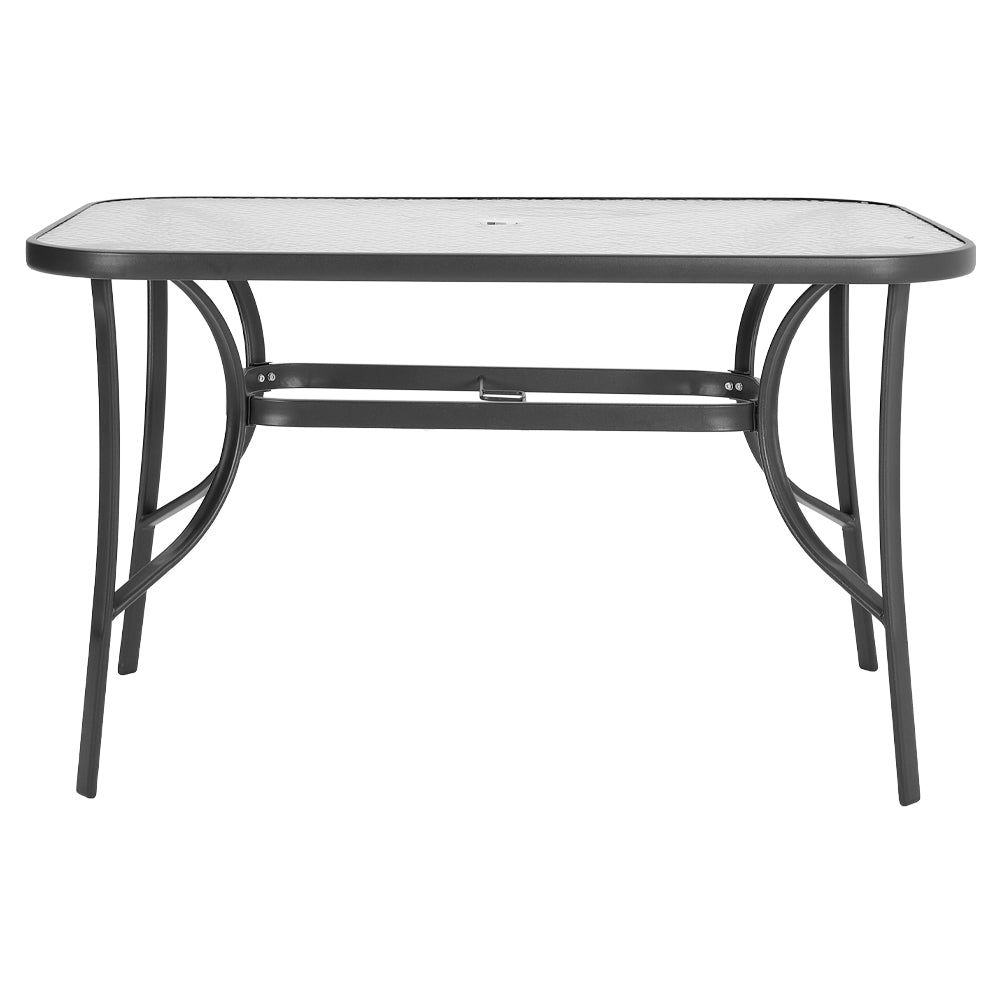 Rectangular Garden Patio Table with Folding Chairs
