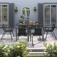 Rectangular Garden Patio Table with Folding Chairs