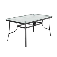 Rectangular Garden Patio Table with Folding Chairs