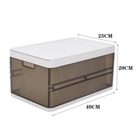 Transparent drawer storage box with white lid, size 40 x 25 x 20 cm shown