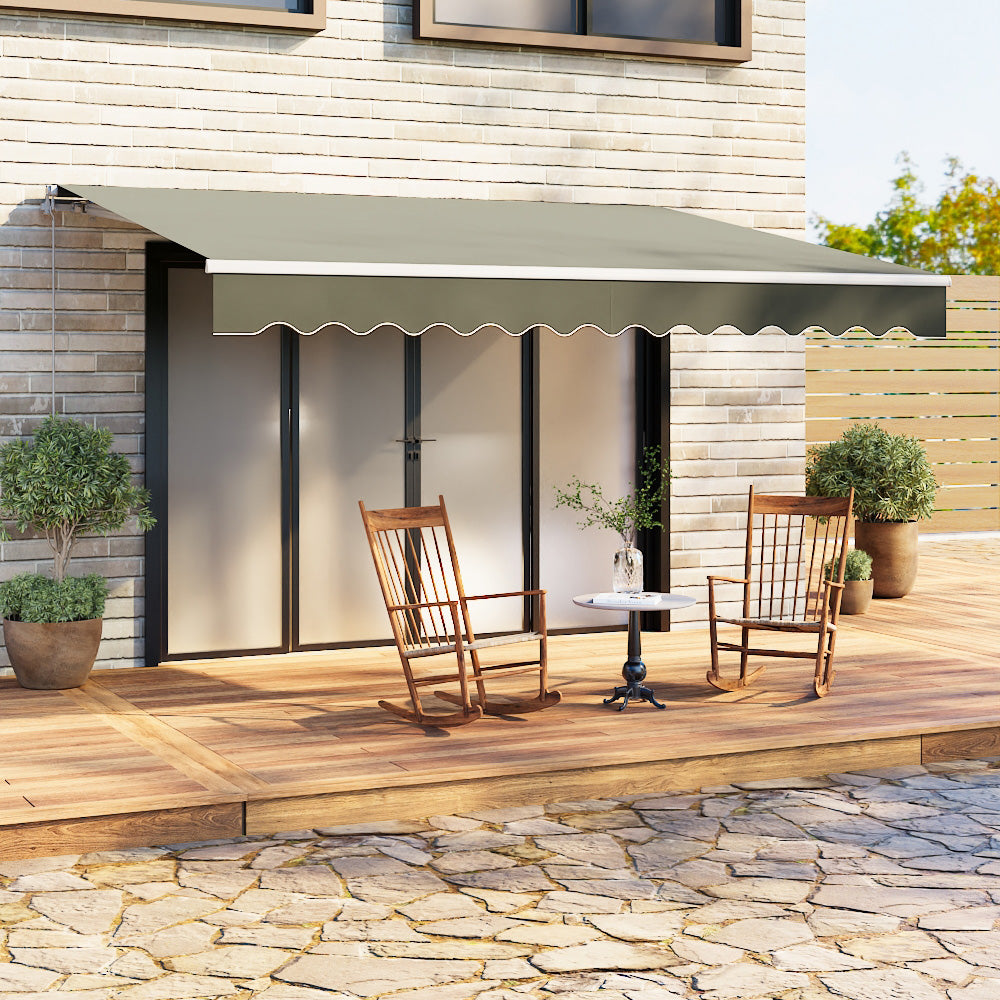 400cm Extra Wide Outdoor Retractable Awning for Patio Doors or Windows – Beige Canopy