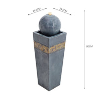 Navy Sphere Electric Fountain Water Feature with LED Light Fountains & Waterfalls Living and Home 