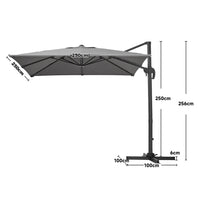 2.5M Grey Garden Cantilever Parasol Umbrella with Base