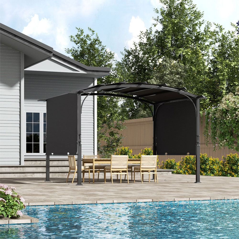 Dark Grey Outdoor Gazebo with Canopy Installed on Patio – Ideal for Garden Shade and Relaxation