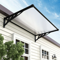 120cm Black Frame Polycarbonate Door Window Awning for Outdoor Rain Shelter