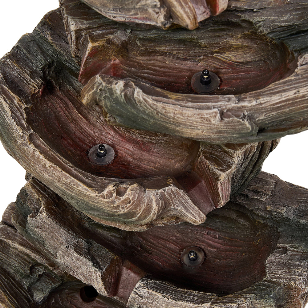 Solar-Powered Water Fountain Tree Stump Waterfall Gardening Decor
