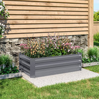 Grey Outdoor Galvanized Steel Square Raised Garden Bed Planter Box (Small) - Durable and rust-resistant outdoor planter