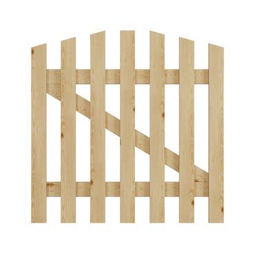 Arched Top Spruce Wood Garden Gate with T Hinges & Door Bolt