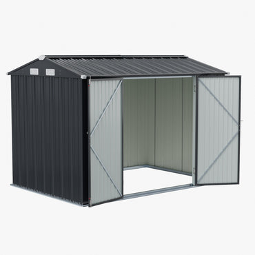 10x7FT Metal Garden Storage Shed with Lockable Double Doors