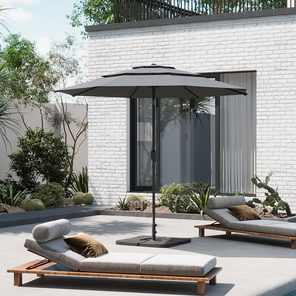 2.93M Garden 3 Tier Parasol Umbrella with Base