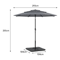 2.93M Garden 3 Tier Parasol Umbrella with Base