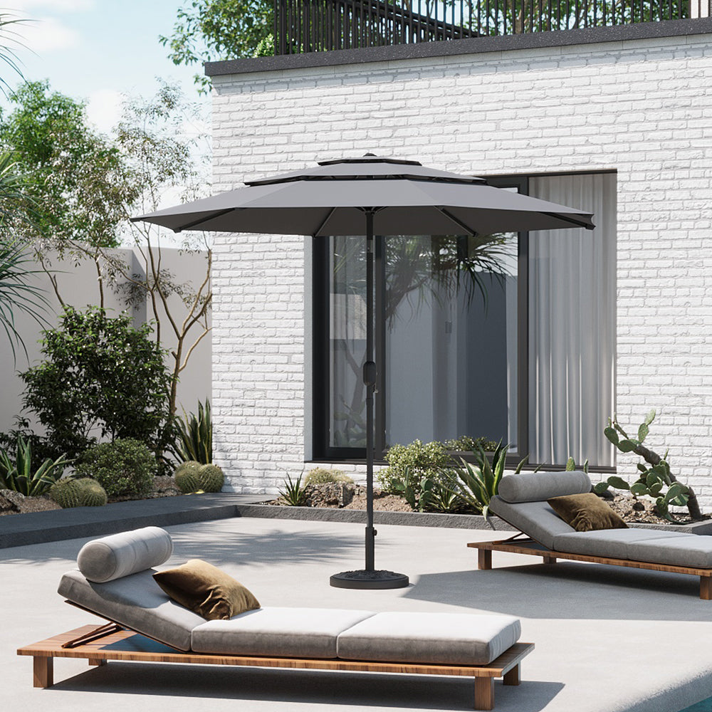 2.93M Garden 3 Tier Parasol Umbrella with Base