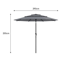 2.93M Garden 3 Tier Parasol Umbrella with Base
