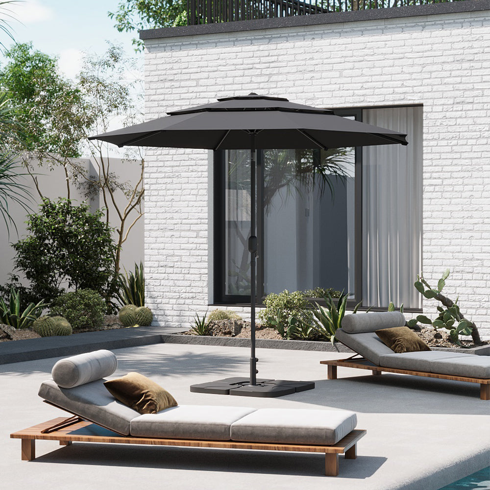 2.93M Garden 3 Tier Parasol Umbrella with Base