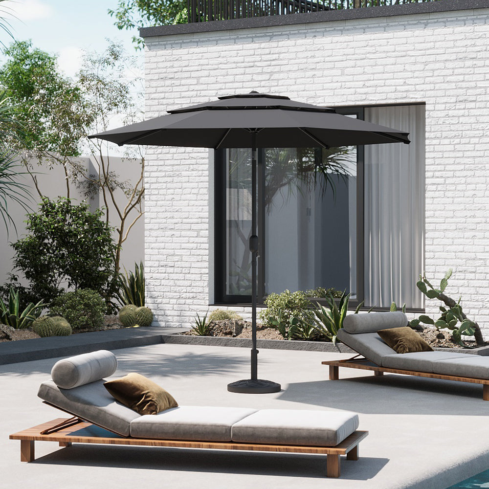 2.93M Garden 3 Tier Parasol Umbrella with Base